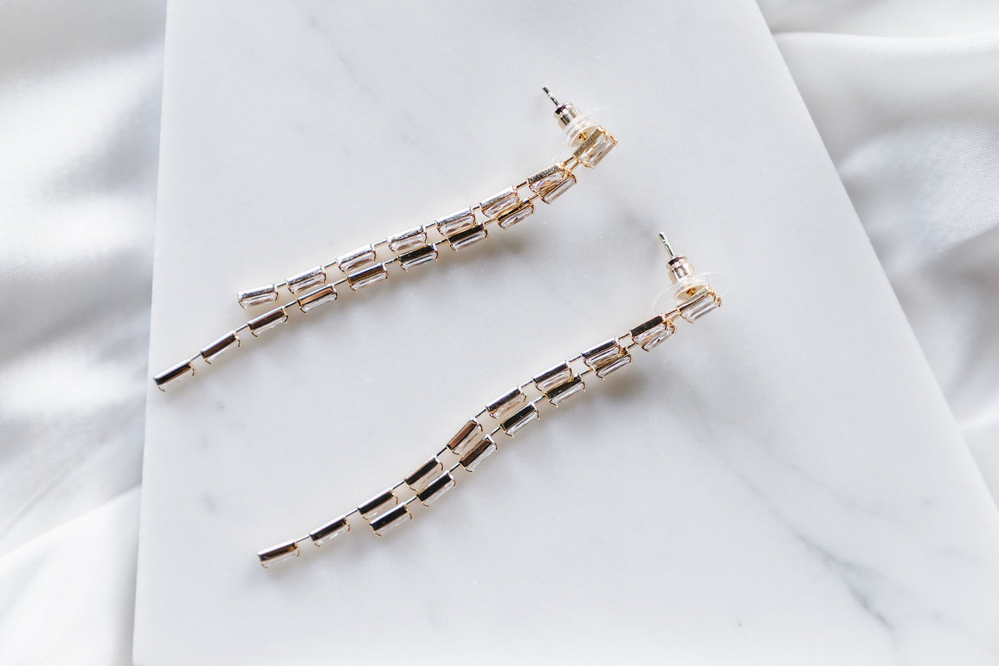 Willow | 18K Gold Crystal Strands Drop Bridal Earrings
