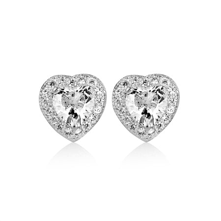 Newbridge Silverware Clear Stone Heart Earrings