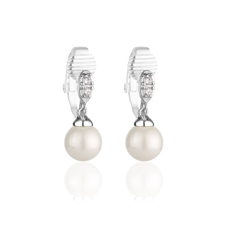 Newbridge Silverware Clip on Earrings with Pearl Drop