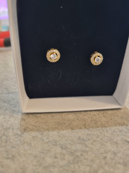 Crystal and Gold Stud Earrings