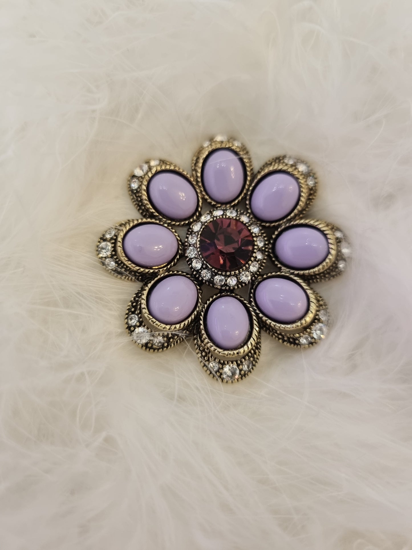 Azure Vintage Purple Crystal Flower Brooch