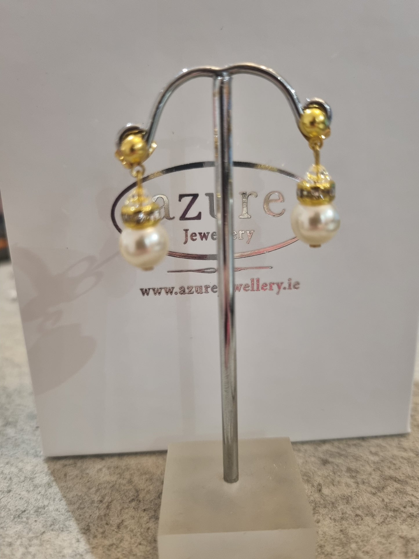 Azure Elizabeth Pearl & Gold Earrings