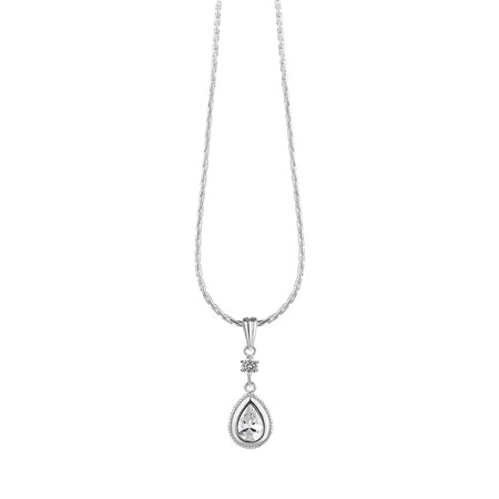 Newbridge Silverware Drop Pendant Clear Stone