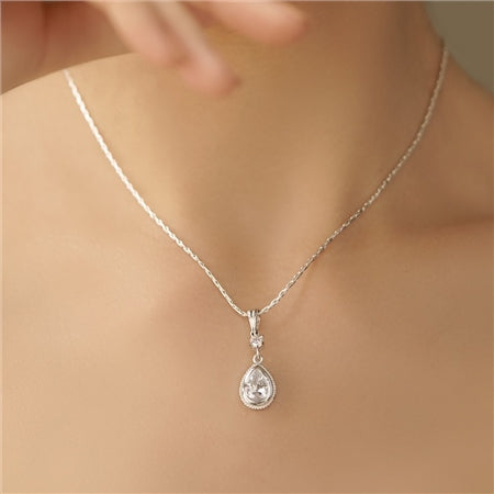 Newbridge Silverware Drop Pendant Clear Stone