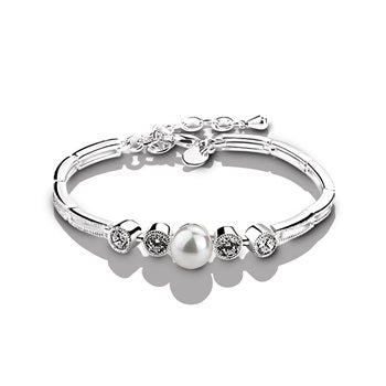 Newbridge Silverware Cubic Zirconia & Pearl Bracelet