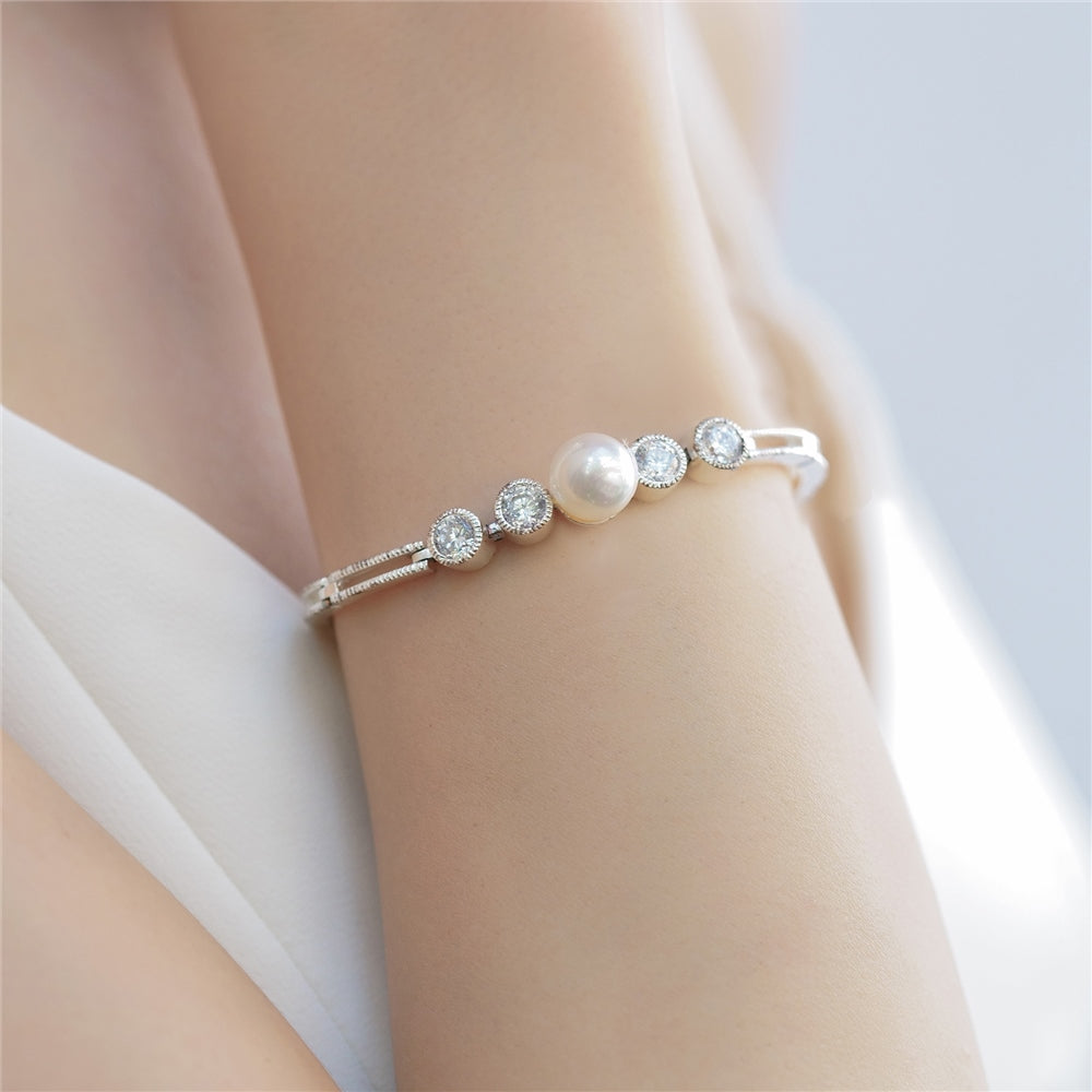 Newbridge Silverware Cubic Zirconia & Pearl Bracelet