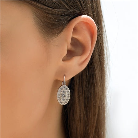 Newbridge Silverware Oval Earrings with Clear Stones