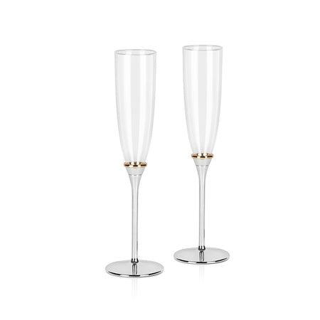 Newbridge Silverware Champagne Flutes with Gold Plated Rings