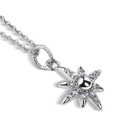 Newbridge Silverware Silver Plated Star Pendant with Clear Stones