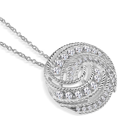 Newbridge Silverware Twist Pendant with Clear Stones