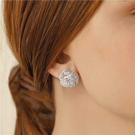 Newbridge Silverware Twist Earrings with Clear Stones