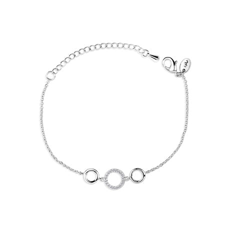 Newbridge Silverware Triple Circular Bracelet with Clear Stones