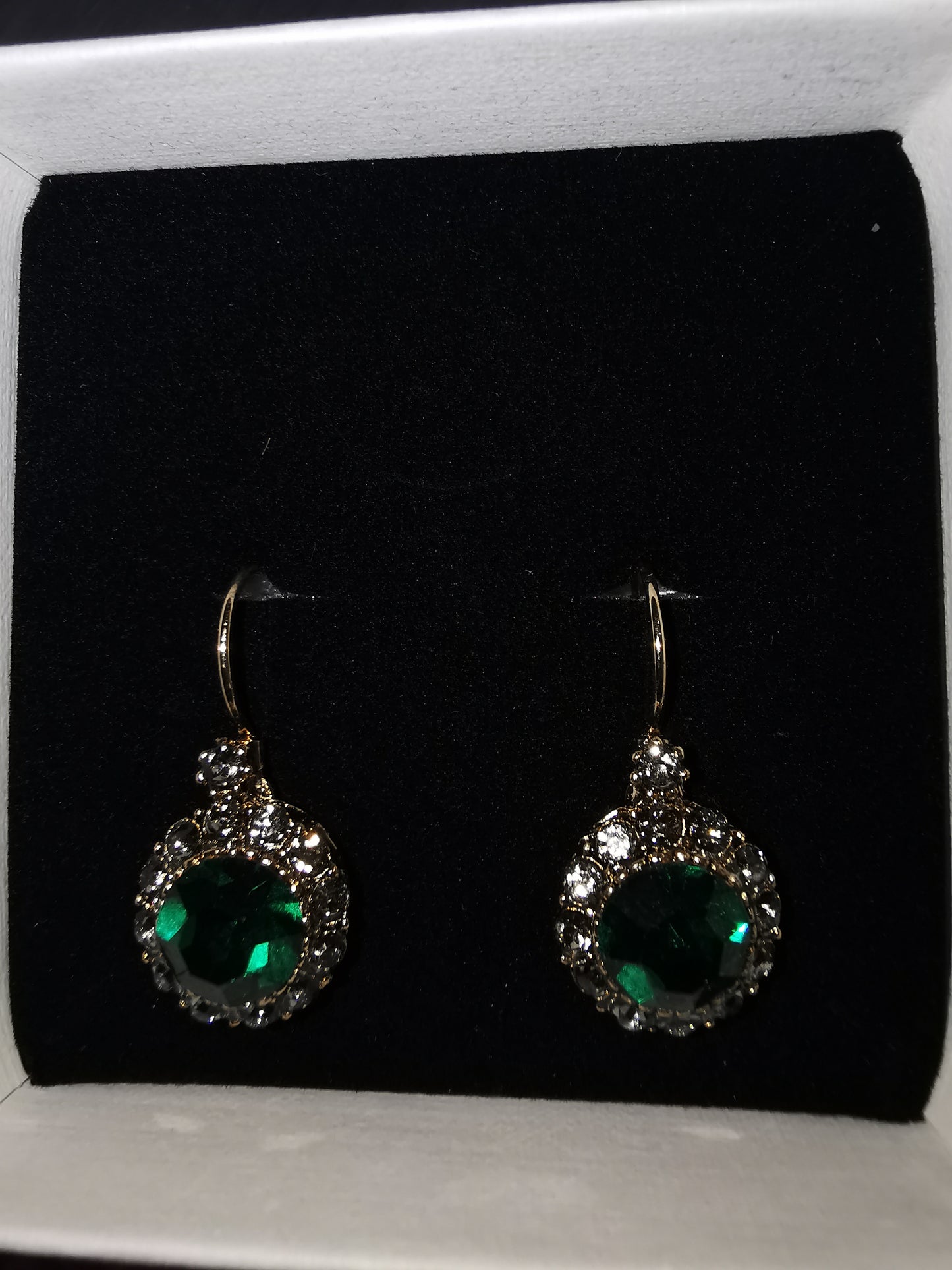 Azure Vintage Lou Lou Gold Emerald Earrings