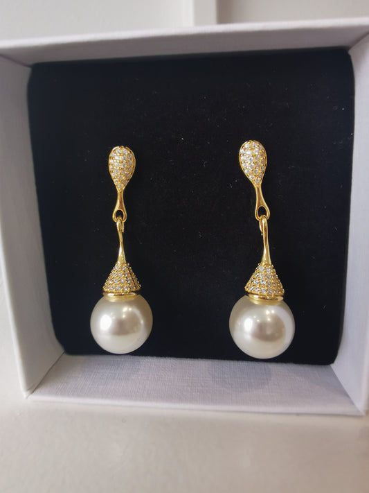 Azure Tiana Gold & Pearl Earrings