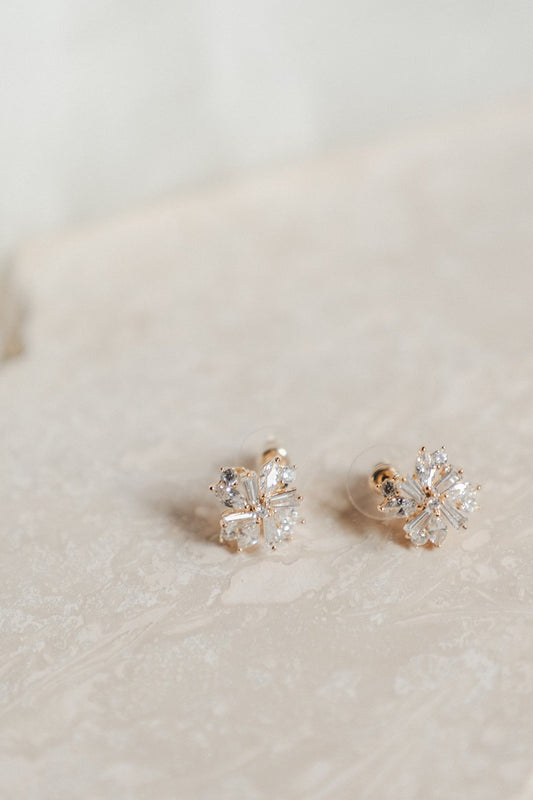 Jade Oi Lily | 18K Gold Rhinestone Starburst Stud Bridal Earrings