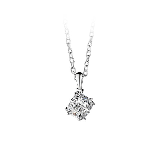 Newbridge Silverware Square drop Necklace with Clear Stone