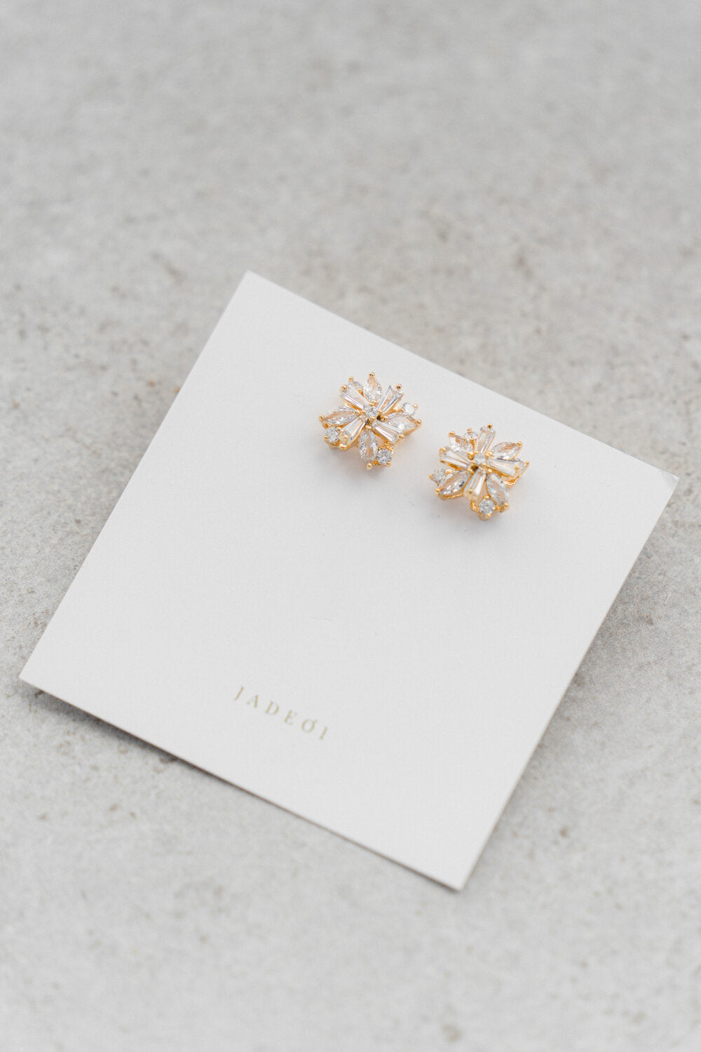 Jade Oi Lily | 18K Gold Rhinestone Starburst Stud Bridal Earrings