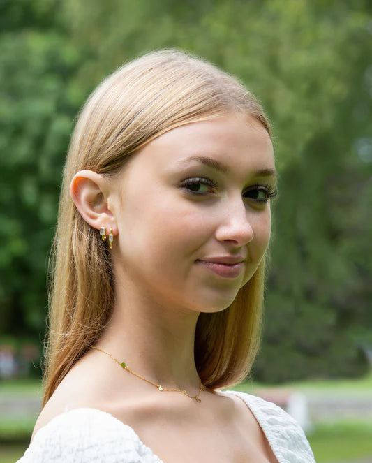 Azure Carre Huggie Clear Crystal Earrings