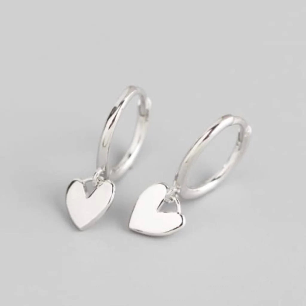 Azure Sterling Silver Heart Huggie Earrings