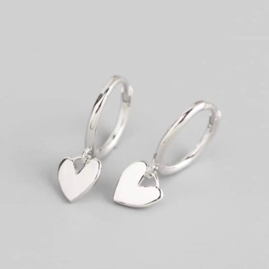 Azure Sterling Silver Heart Huggie Earrings