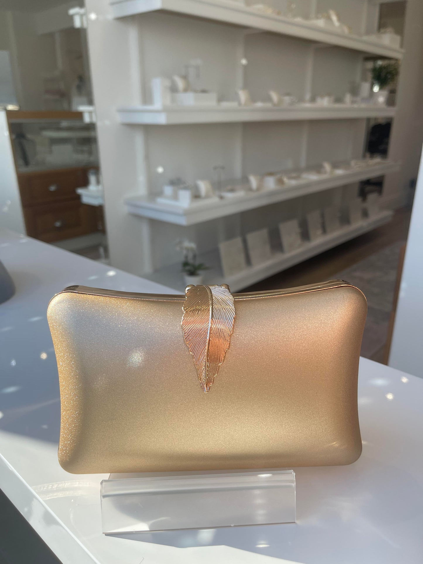 Gold Leaf Clasp Clutch Bag